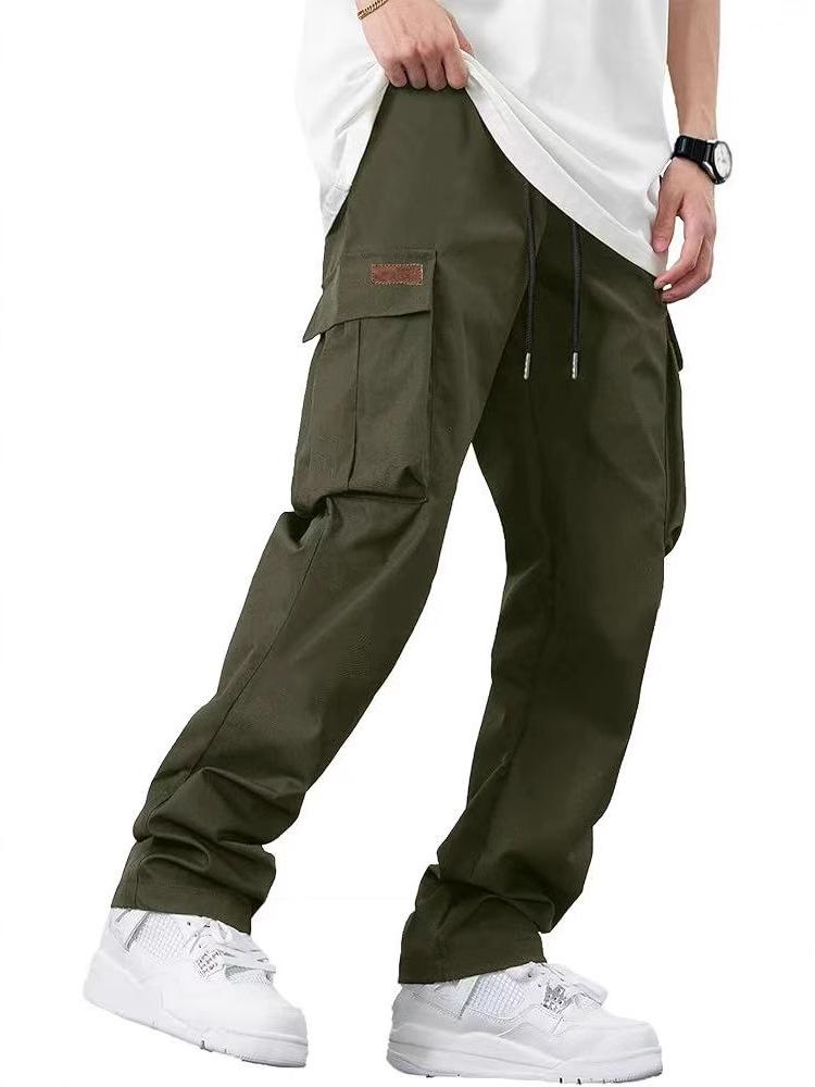 2024 Men's Multi-pocket Workwear Drawstring Pants for Outdoor Hiking, Running, and Casual Wear