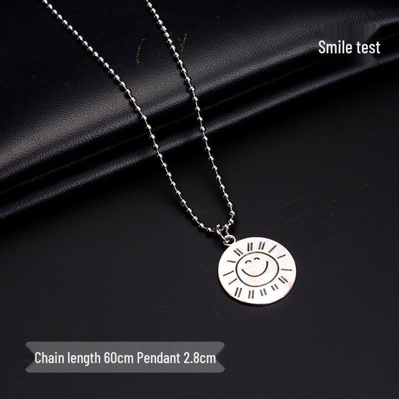 Dual-Sided Smiley Sun Necklace: Retro Fashion Accessory for Men & Women