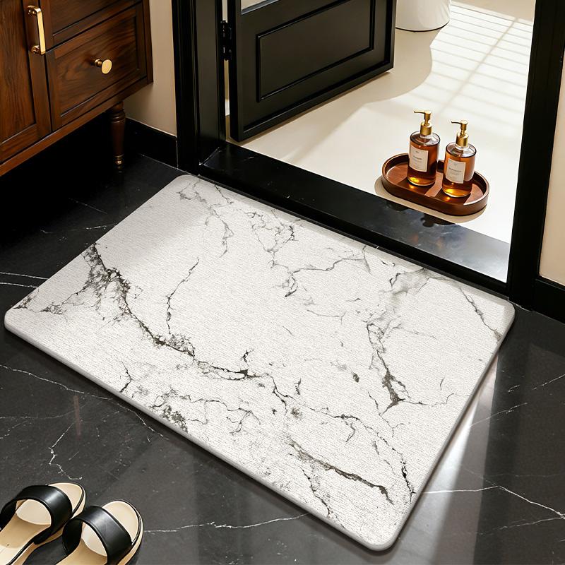 Bathroom Floor Mat, Flower Toilet Moisture-Proof Foot Mat, Diatomaceous Earth Absorbent Mat