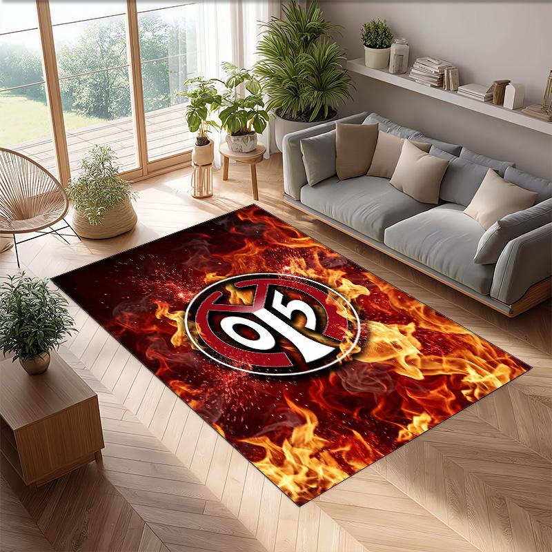Mainz FC Soccer Football Pattern Soft Area Rug Non Slip Indoor Floor Carpet Sports Decor Mat for Bedroom