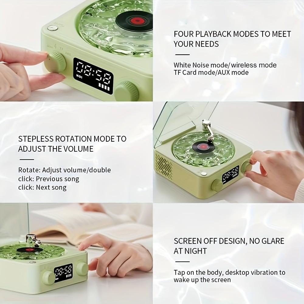 Retro Vinyl Record Player White Noise Bluetooth Turntable Speaker Portable Stereo Sleep Aid Wireless Surround Sound System