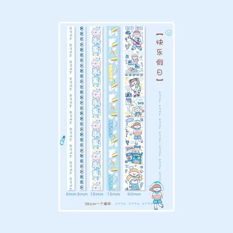 Talking Leisure Set Qiqi Cute Girl Heart and Hand Series Sticker Tape Cartoon Character Hand Painted Daily Material Decoration
