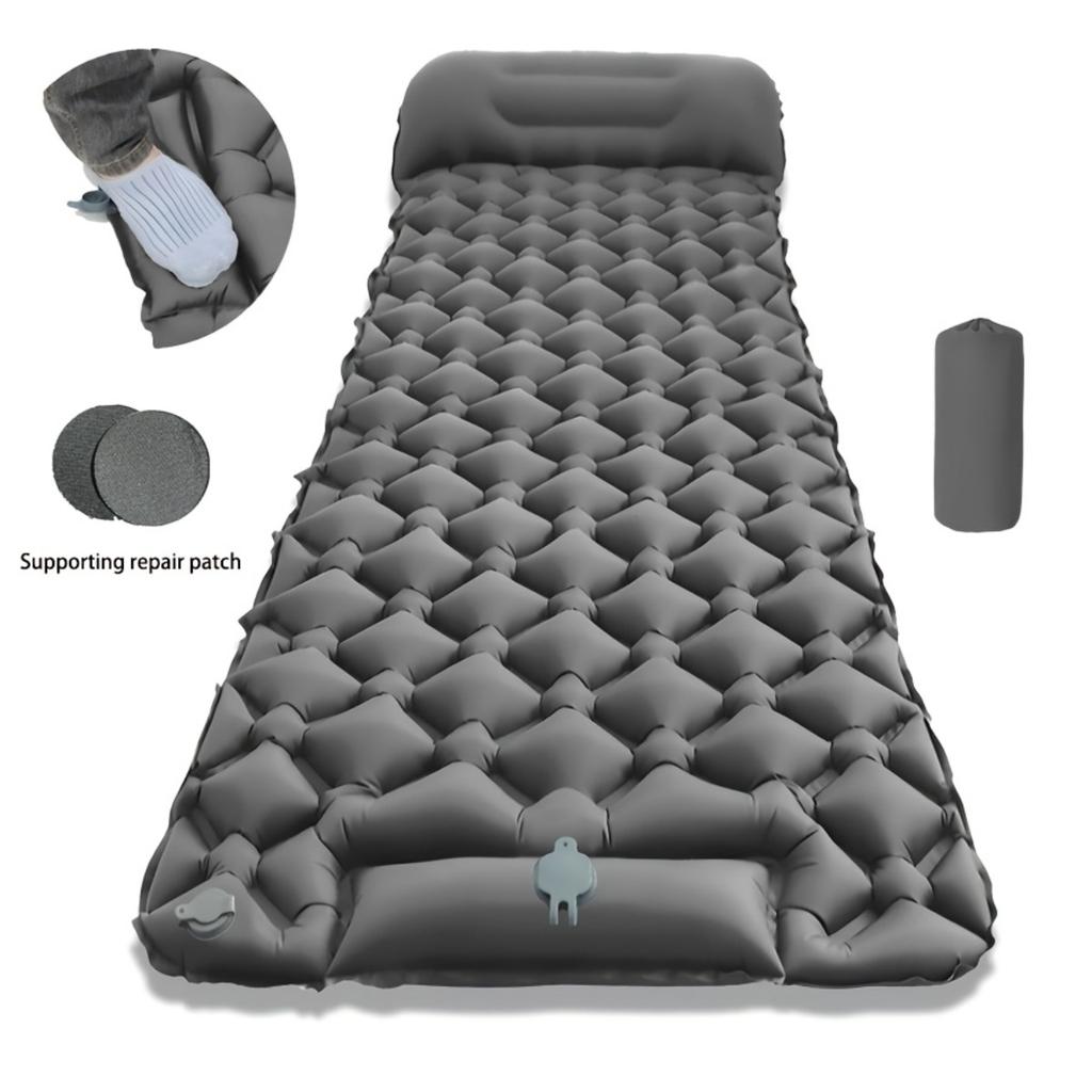 Single Outdoor Inflatable Sleeping Pad, 1-minute Quick Inflation, Essential for Camping and Picnicking, Foldable Moisture-proof Pad, Outdoor Equipment