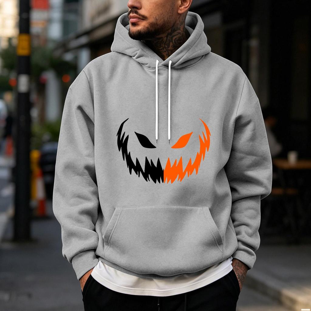 Men's Halloween Printed Pullover Hoodie Sweatshirt