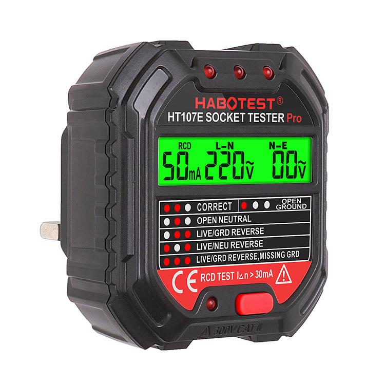 HABOTEST HT107 Series Pro RCD Socket Tester (Models: HT107E, HT107D, HT107B) - EU, UK, US Versions