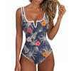 Women's Color-Blocked One-Piece swimsuit With A Sexy V-neck