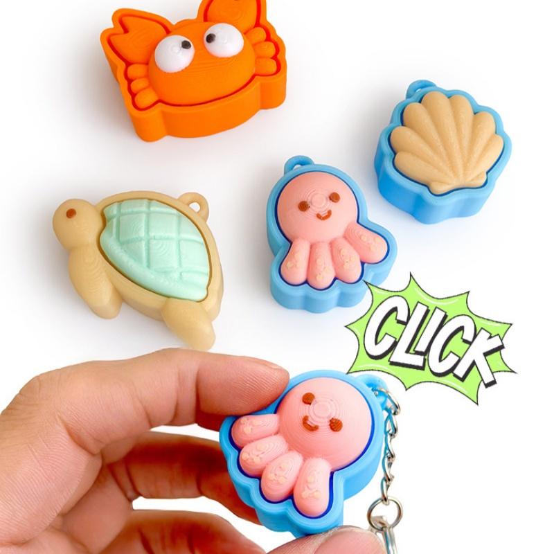 3D Printed Turtle Clicker Keychain Toy Cute Animal Stress Relief Fidget Calming Gift for Travel Office