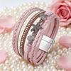 Damen geflochtenes Armband mehrlagig böhmisch Kunstlederseil Seestern Muschel Dekor Sicheres Verschluss Armband Handgelenk Accessoire