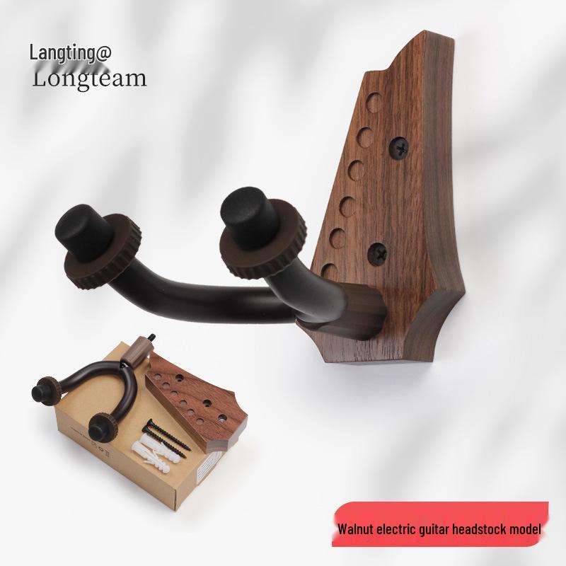 Artistic Black Walnut Guitar Wall Mount Rack for Folk and Electric Guitars