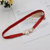 Women Waist Belt Elastic Thin Versatile Adjustable Faux Leather Creative Pearl Buckle Ladies Waistband Dress Belt for Daily Wear