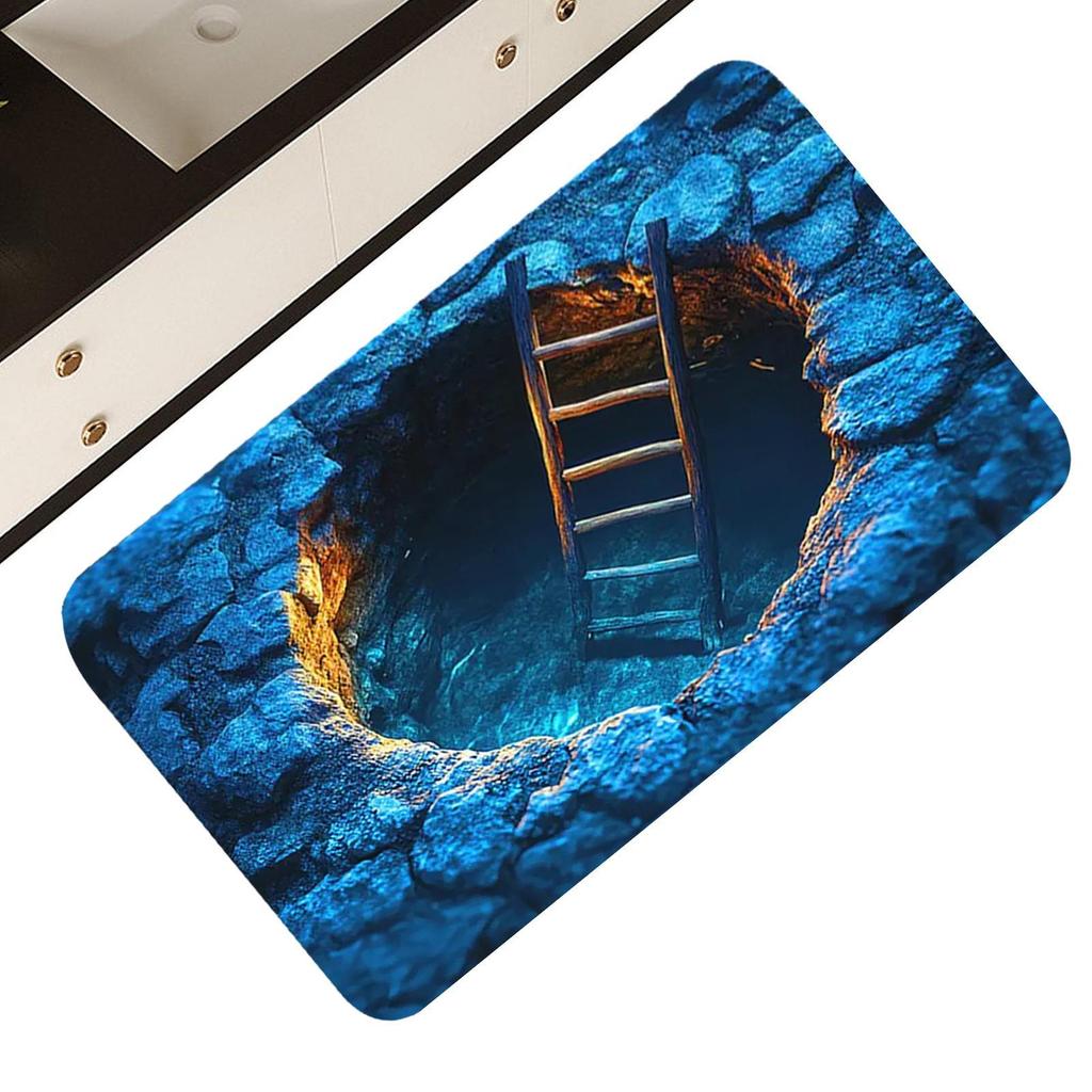 Optische Täuschung Teppich Cooles Loch Teppich Rutschfest 3D Loch Teppich für Eingang Küche Badezimmer Innen Halloween Veranda Dekorationen