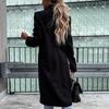 Elegant Long Blazer Suit for Women Office Winter Overcoat Button Placket Long Sleeve All Match Collar
