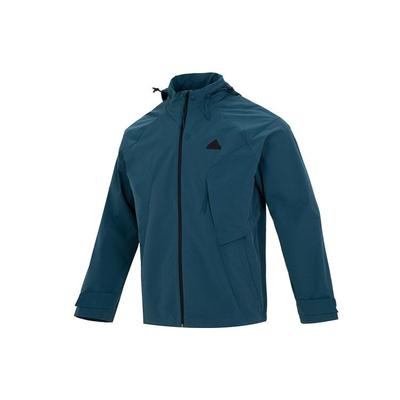 Veste d'extérieur coupe-vent décontractée à capuche pour homme avec logo uni Bleu IP4923