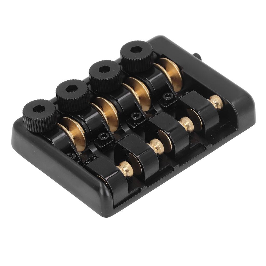 4 String Headless Electric Bass Bridge Zinc Alloy Brass Bridge Replacement with String Lock Black