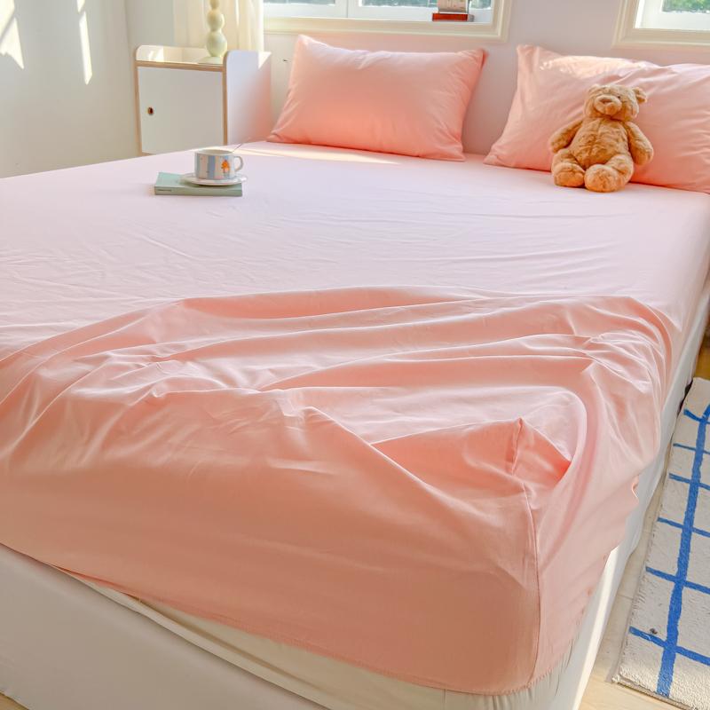 2024 New A-class Solid Color Good Quality Grid Washed Cotton Bed Sheet, Single Piece Fully Enclosed Non Slip Bed Sheet, Bed