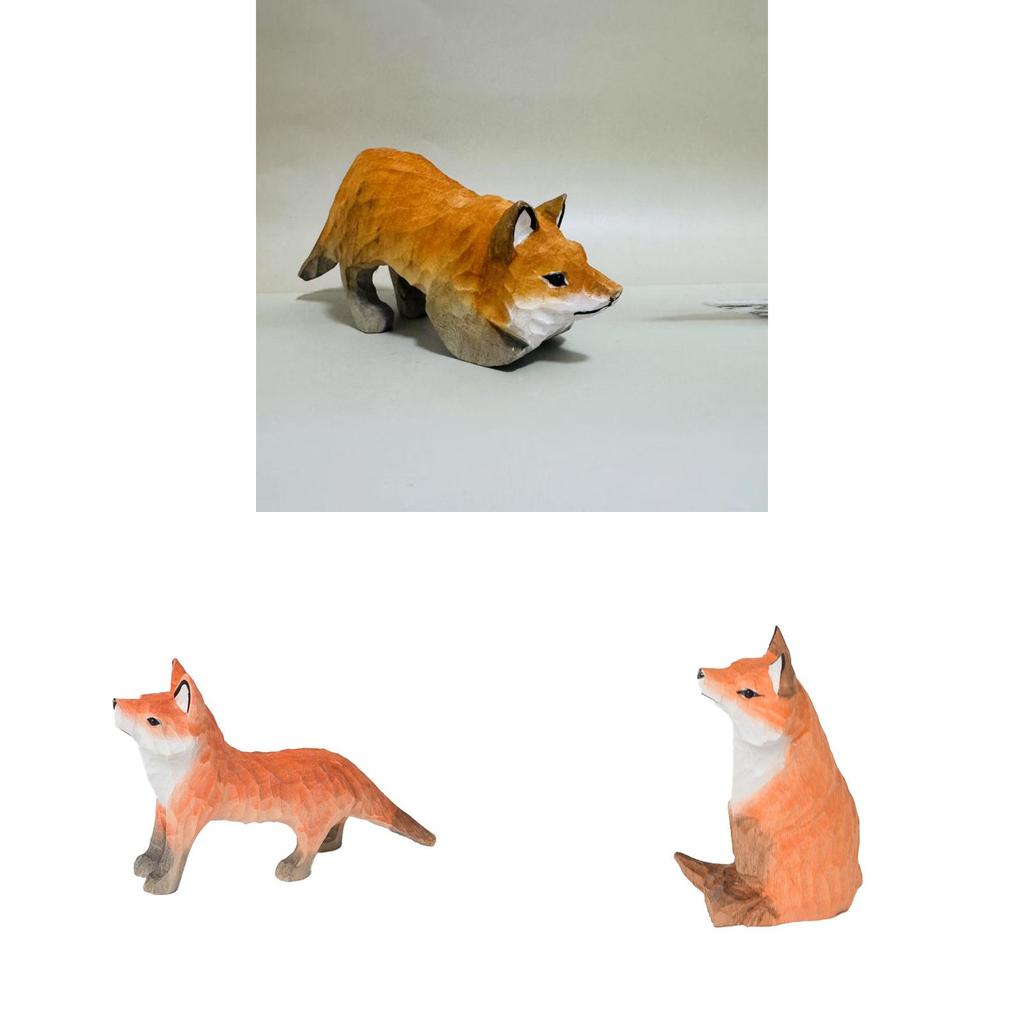 Fox Woodcraft Figurine With Modern Minimalist Style For Gift And Home Decor
