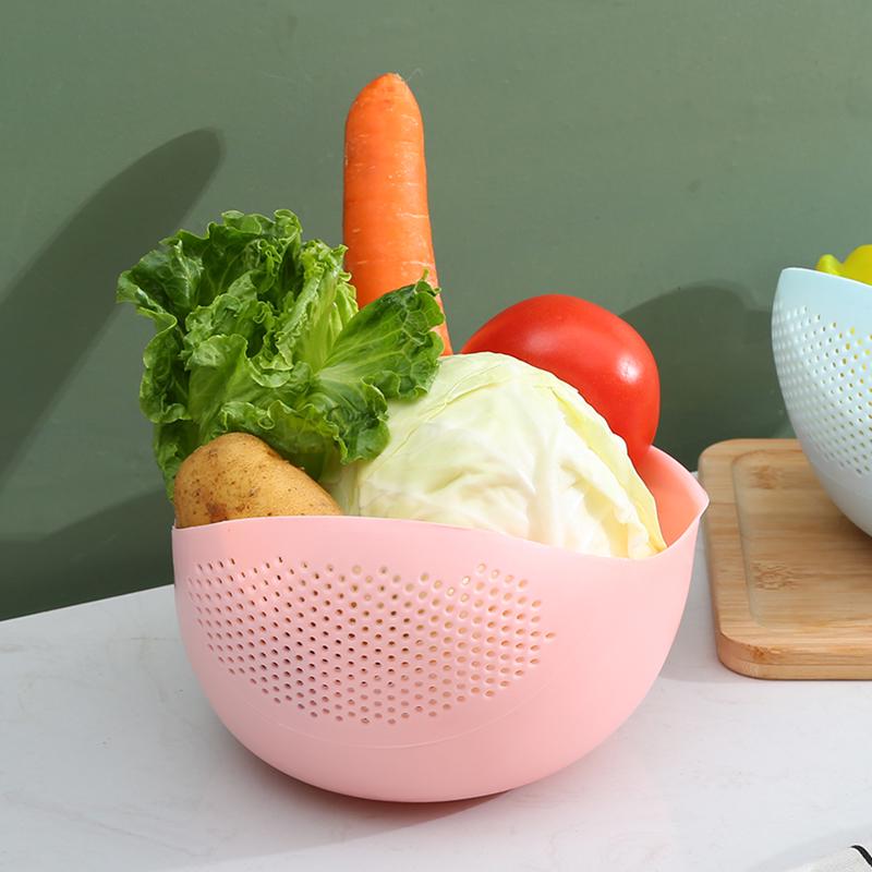 Multi-functional Rice and Vegetable Washing Basin with Sieve and Drain Basket
