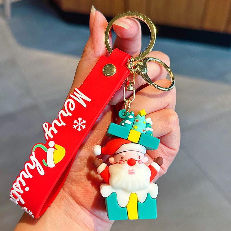 Santa Claus Keychain Christmas Small Gift Student Schoolbag Pendant Cartoon Christmas Tree Three-Dimensional Doll Pendant