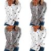 Damen Lässige Tunika Rundhalsausschnitt Langarm Sternenprint T-Shirt Top Bluse Für Täglichen Komfort Und Stil