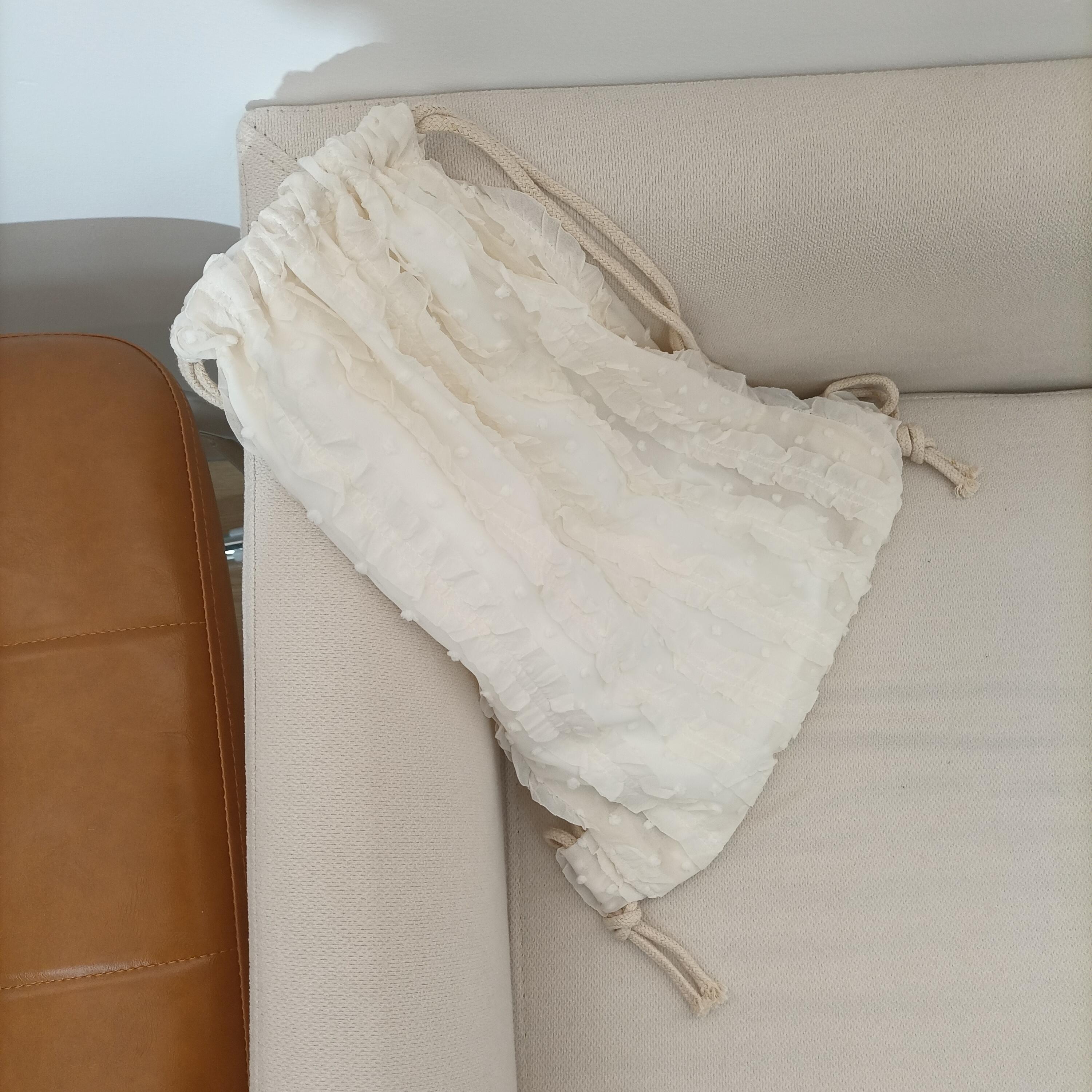 Women Lovely Drawstring Backpack Pleated Cloud Shoulder Bag Casual Crossbody Bag