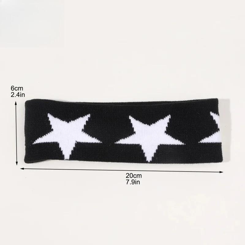 Star Embroidery Sports Headband for Running, Cycling, Yoga Black Headbands for Women No Slip Soft Hair Accessories