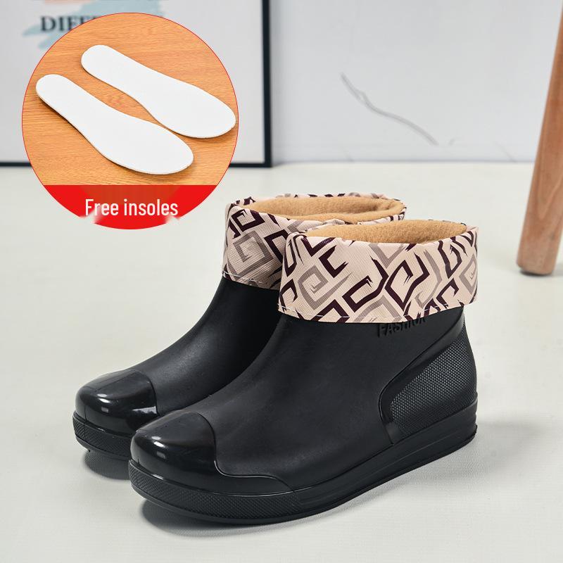 Women's Fashion Waterproof Non-Slip Fleece-Lined Short Rain Boots