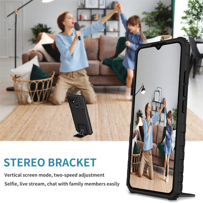 For OPPO Realme C21 Case Slide Camera Protection Phone Case For Realme C21Y C25Y Kickstand Shockproof Armor Holder Back Cover