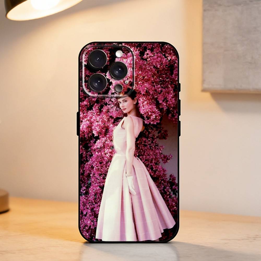 Actress A-Audrey Hepburn    Phone Case For iPhone 17,16,15,14,13,12,11 Plus,Pro Max,XS,Soft Silicone Black Cover