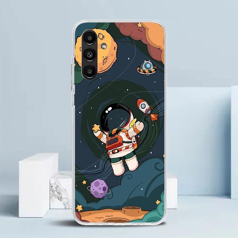Cartoon Planet Astronaut Star Rocket Phone Case For Samsung Galaxy A17 A37 A57 A16 A15 A14 A13 A56 A55 A54 A53 A36 A35 A34 A33 A