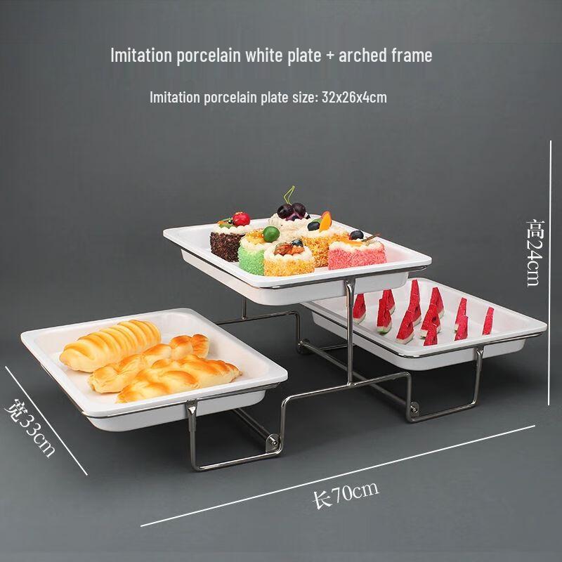 Double-Layer Melamine Serving Tray with Dust Cover