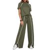 2026 Women's Round Neck Ribbed Casual Hoodie and Pants Set
