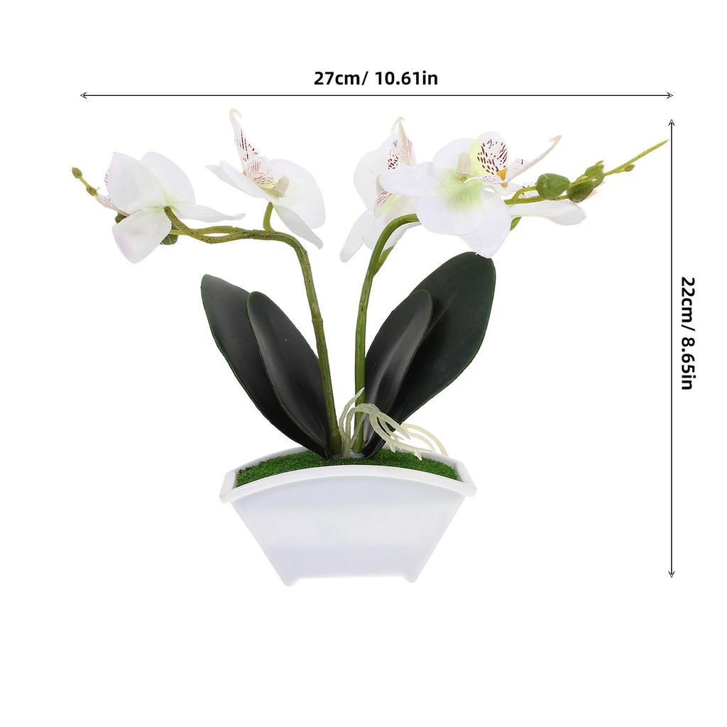Mini Artificial Orchid Table Plant Decor Realistic Silk Flower Potted Fake Orchid for Bathroom Kitchen Office Home Decoration