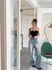 2026 Spring/Summer Retro Frosted Wide-Leg Jeans for Women - Loose Fit Dad Pants