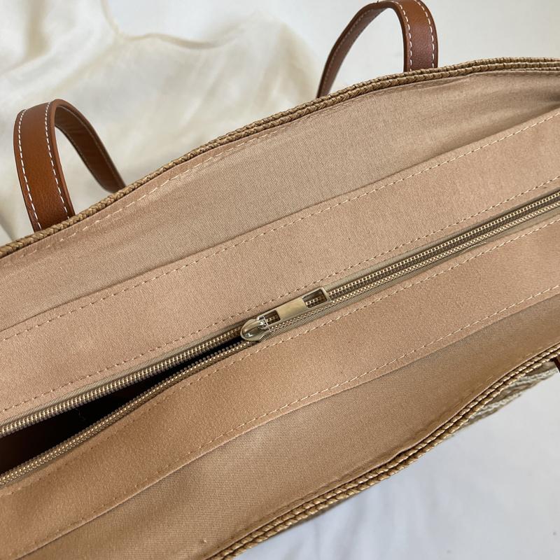 Stroh gewebte Einkaufstasche große Kapazität Damen Tasche Strandtasche Schultertasche