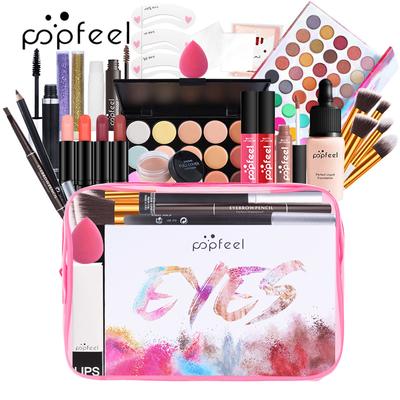 POPFEEL Gesichts-Make-up-Set, 40 Farben, Lidschatten, Lipgloss, Lippenstift, Concealer, Augenbrauenstift