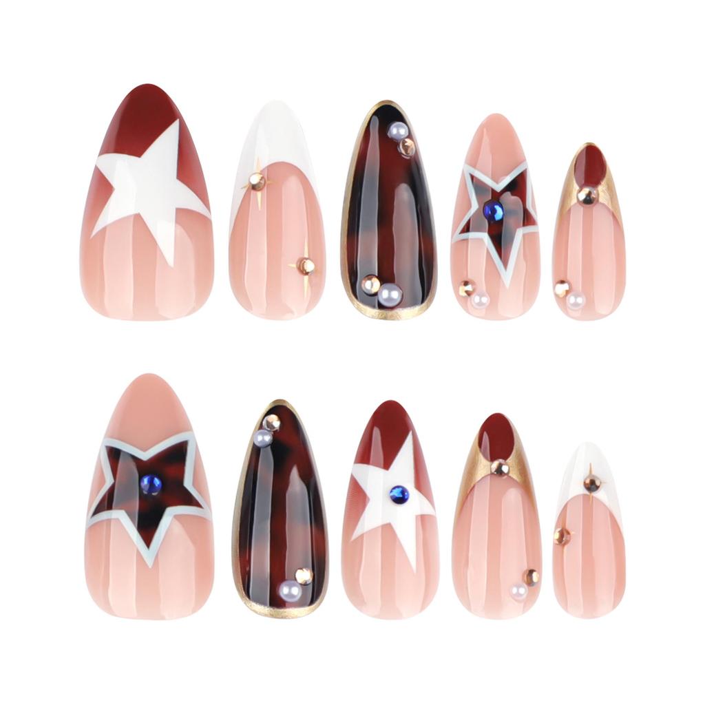 Tortoiseshell Gradient Almond Nails and Star Nail Art Tips - Autumn/Winter Collection
