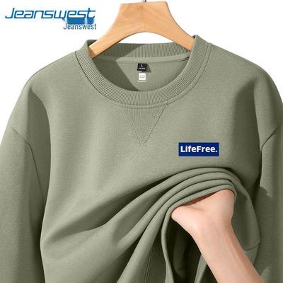 Jeanswest Herren Schweres Lockeres Langarm-T-Shirt mit Rundhalsausschnitt