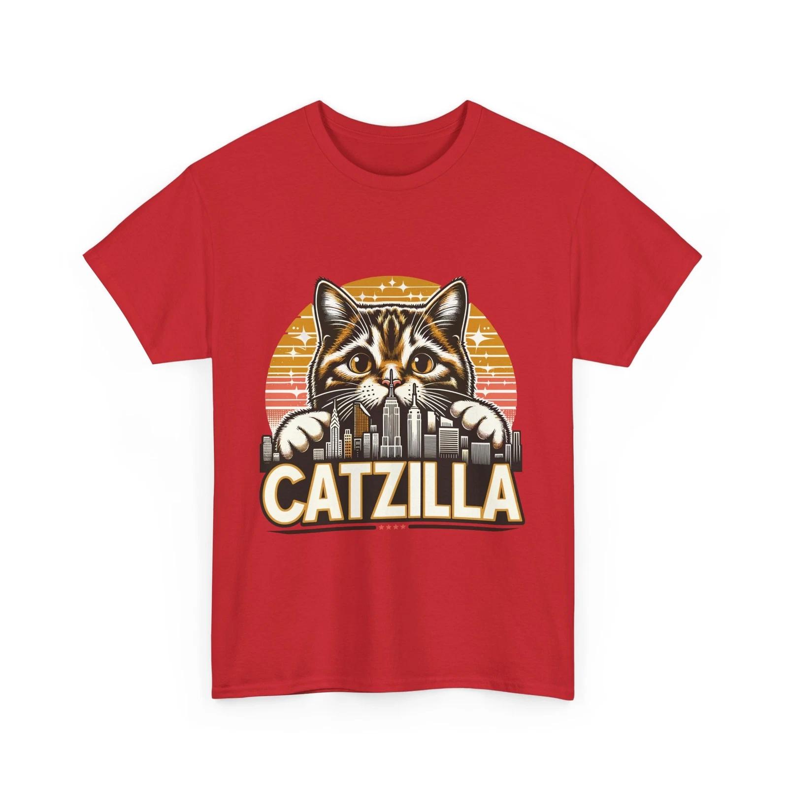 Catzilla T-Shirt – Cat Meets Godzilla Monster Funny Graphic Tee L