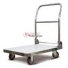 Foldable Stainless Steel Flatbed Trolley - Silent Small Trailer for Construction and Logistics.
