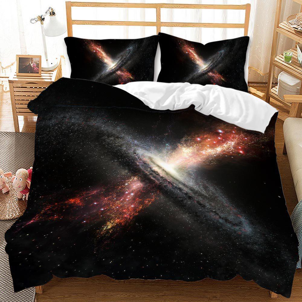 Galaxy Universe Outer Space Theme Duvet Set Digital Printing Three-Piece Bedding Set