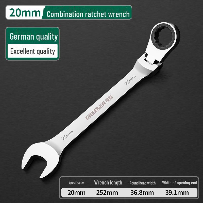 Green Forest Dual-Purpose Ratchet Wrench with Mirror Finish