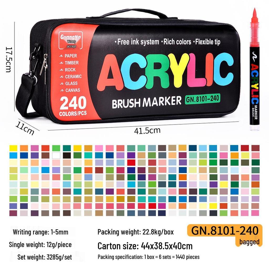 Marcador Acrílico Guangna 8101 Impermeable - Punta Suave, Sin Presión para Estudiantes y Artistas