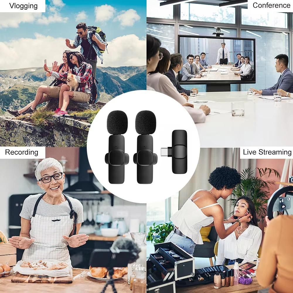 2,4G Kabelloses Ansteckmikrofon Tragbar Geräuschunterdrückung Audio-Video-Aufnahme für iPhone Android Live-Übertragung Gaming-Telefon