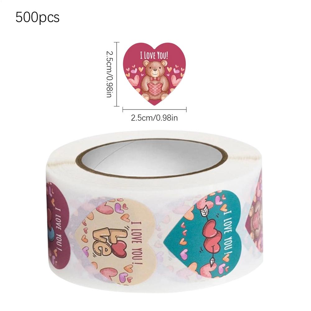 

Valentine Stickers 500 Pieces Self Adhesive Labels Love Sticker Roll For Wedding Party Card Envelope Sealing Craft Scrapbooking as detail shows