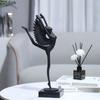 Ballet Angel Black Figures Sculpture Marble Base Desk Decoration Abstract Dancer Character Metal Statue Room Aesthetic Decor