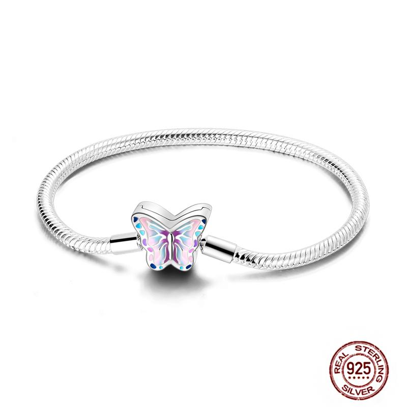 Bracelet Silver 925 Original 17-20CM Star Moon Heart Butterfly Paw Print Zircon Bracelets Fit DIY Charms Birthday Jewelry Gifts