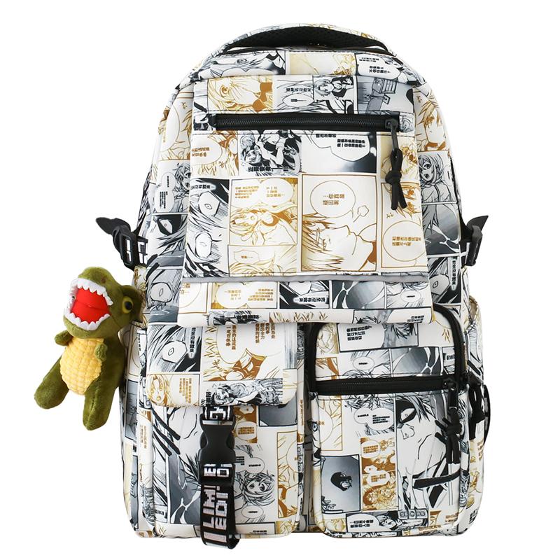 Graffiti Print Student Schoolbag Boys Large Capacity Backpack Girls Campus Backpack