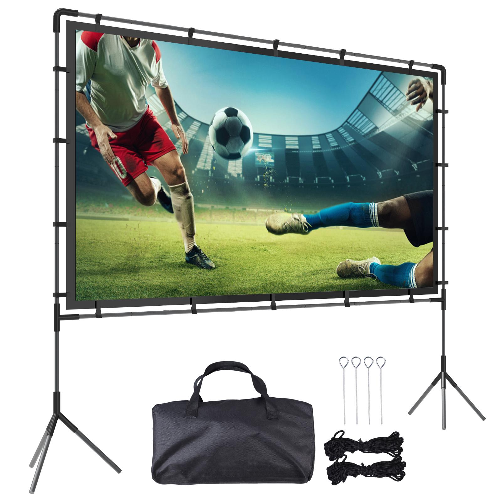 

120-дюймовый 16:9 Экран для проектора для улицы со стойкой, угол обзора 160 градусов, в комплекте колышки для грунта и