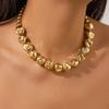 PuRui Vintage Gold Color Smooth Curved Neck Necklace for Women Elegant CCB Beads Necklace Bangle Banquet Zircon Aesthetic Gift