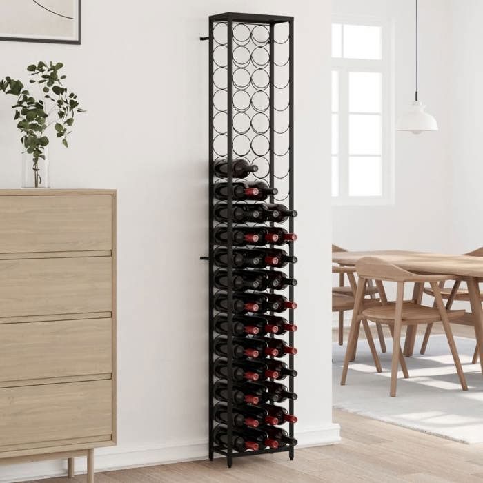 VidaXL Wine Rack for 57 Bottles Black 34x18x200cm Wrought Iron 358366